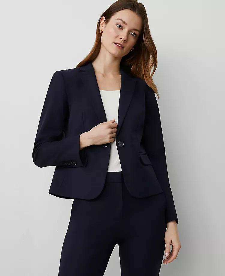 The One-Button Blazer in Stretch Cotton | Ann Taylor