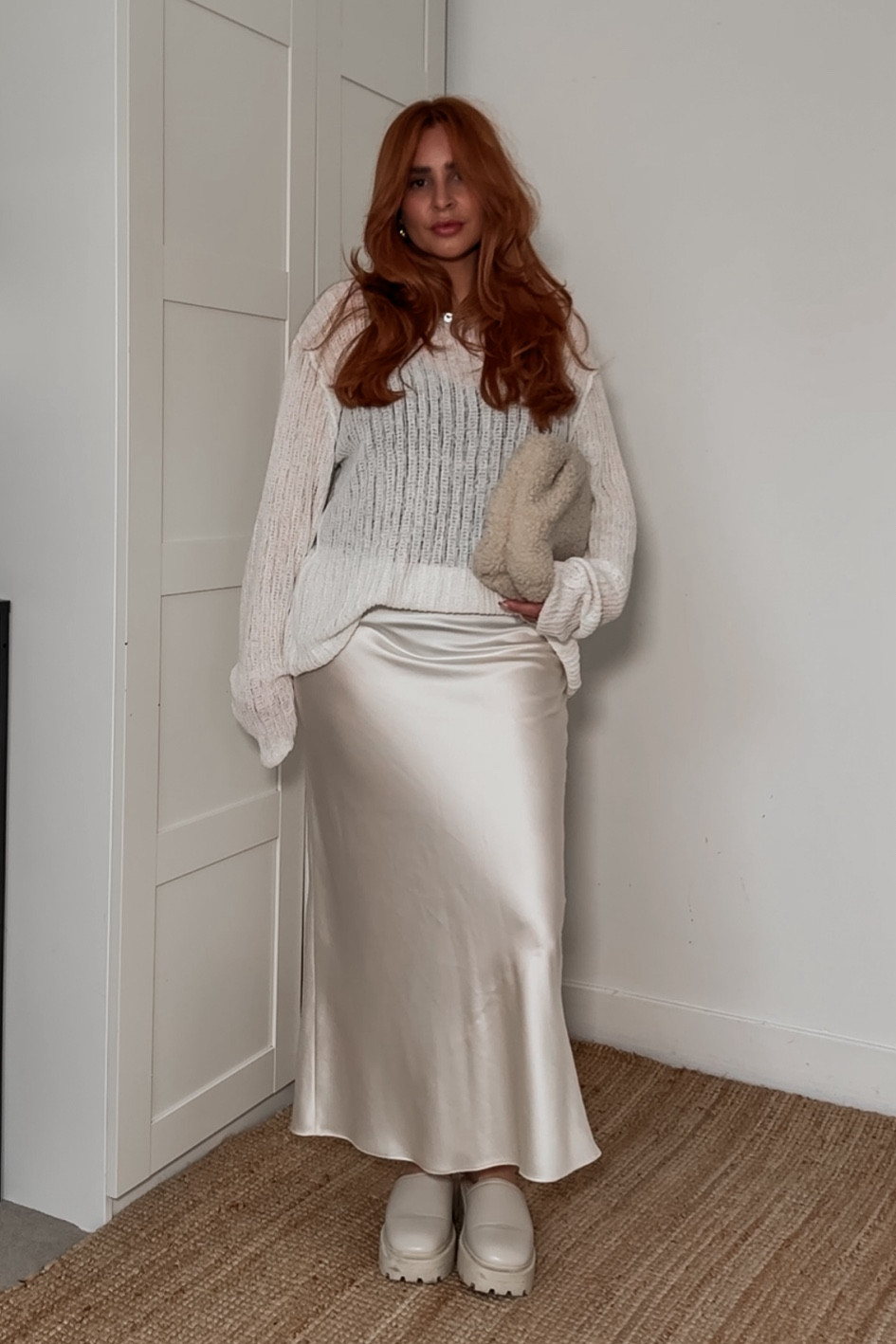 All cream NYE outfit 