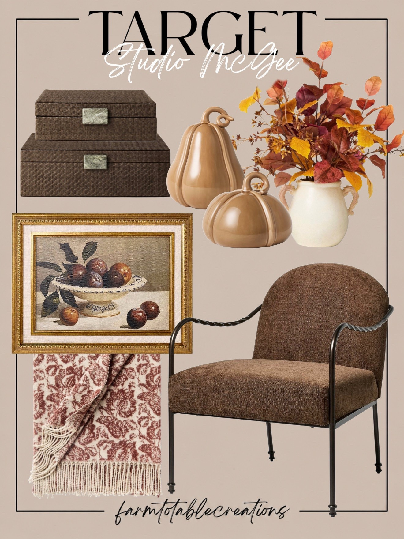 Target Studio McGee Fall Finds You’ll Want Before They’re Gone 🍂🤎

Target’s newest Studio McGee collection is full of rich textures, warm neutrals, and timeless fall pieces that instantly make your home feel cozy. From statement furniture and vintage-inspired artwork to beautiful pumpkins, woven accents, and soft textiles, these affordable finds bring high-end style to every room without the designer price tag.

Follow @farmtotablecreations on Instagram for more cozy home finds and trending decor.

#LTKHome #Target #StudioMcGee #TargetStyle #TargetHome #FallDecor #HomeDecor #CozyHome #DesignerInspired #AffordableHomeDecor #NeutralDecor #LivingRoomDecor #HomeInspiration #SeasonalDecor #FarmToTableCreations

#LTKHome