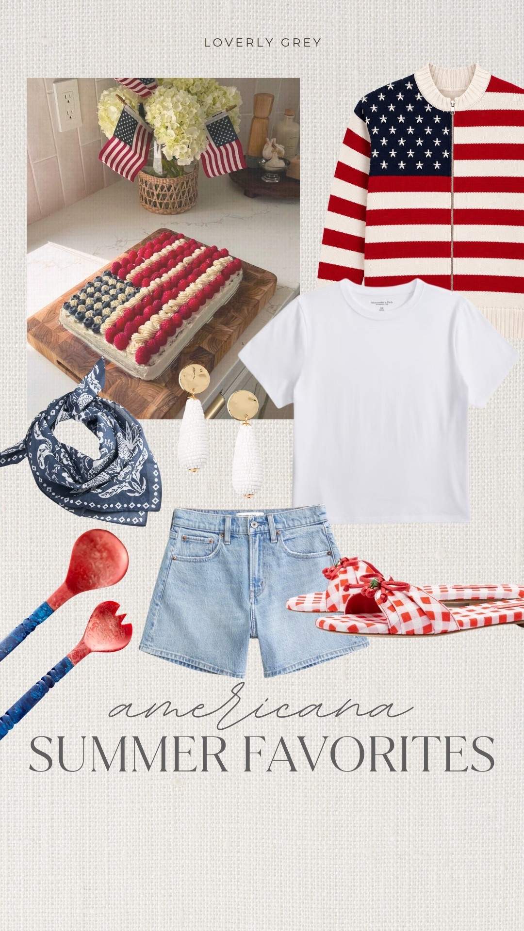 This is such a fun mix of casual summer staples and patriotic pieces. A great pair of denim shorts, a simple white tee, and a statement flag cardigan makes getting dressed for holiday weekend easy. Add a few festive accessories and you're ready for the big day!

#LTKdayinmylife #LTKSeasonal #LTKHome