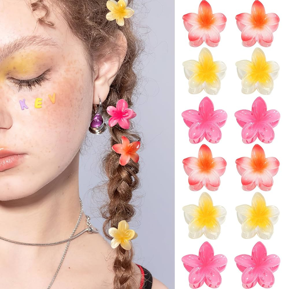 Small Flower Hair Claw Clips, 12PCS 1.18" Cute Mini Claw Clips for Women/Girls' Thick/Thin Hair, ... | Amazon (US)