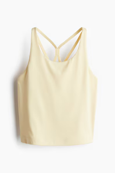 H & M - Sports strappy top with SoftMove - Yellow | H&M (UK, MY, IN, SG, PH, TW, HK)
