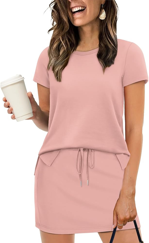 Sampeel Women's 2 Piece Skirt Sets Side Slit Tops and Tennis Skort with Pockets Trendy Airport Lo... | Amazon (US)