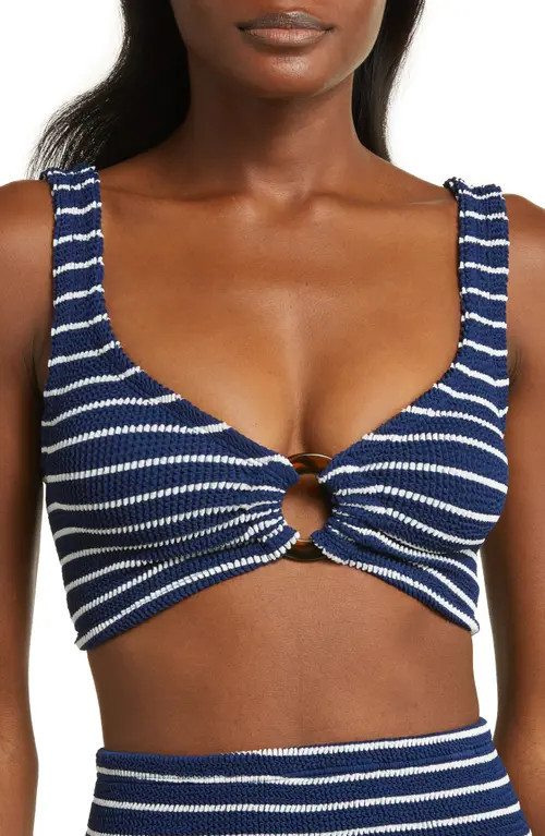Hunza G Nadine Stripe Two-Piece Swimsuit in Navy/White at Nordstrom | Nordstrom