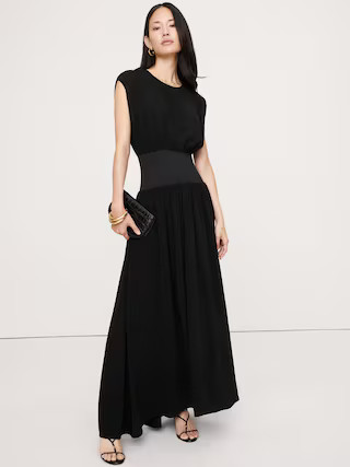 Stretch-Crepe Drop-Waist Maxi Dress | Banana Republic (US)