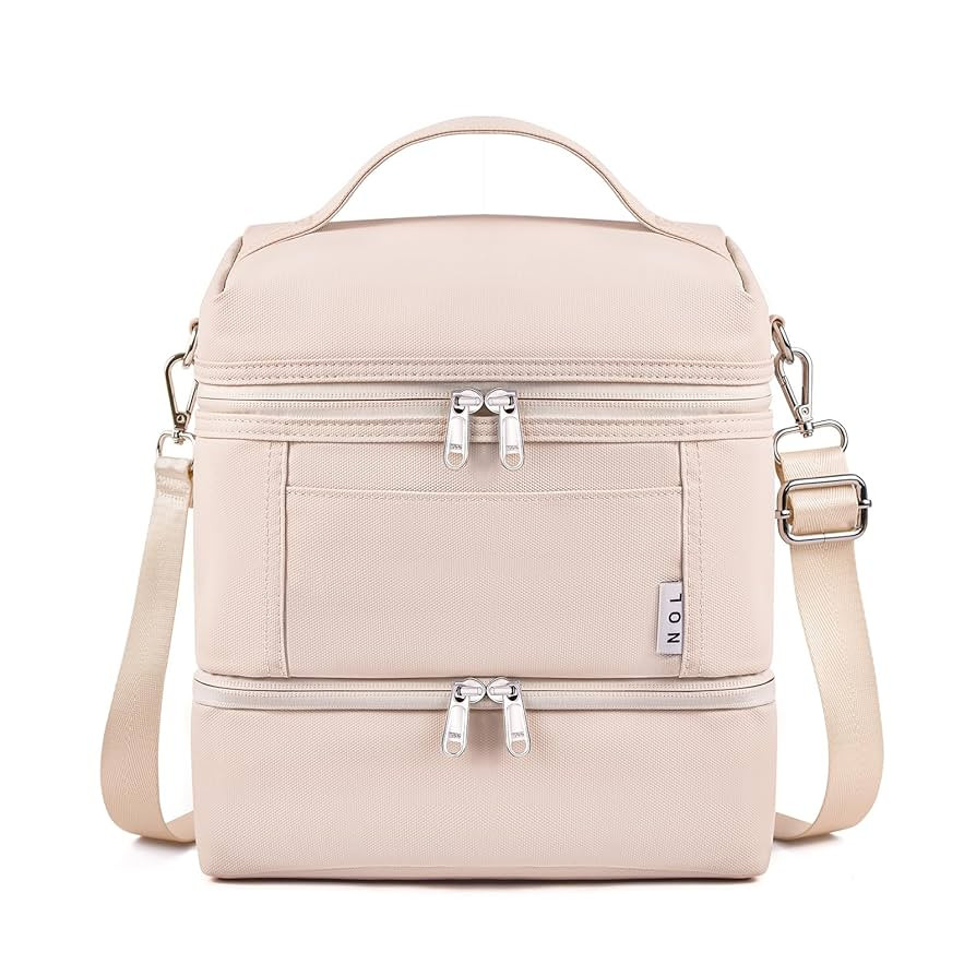 NOL Natural Organic Lifestyle Dual Compartment Insulated Lunch Bag Leakproof Cooler Tote Bag for ... | Amazon (US)