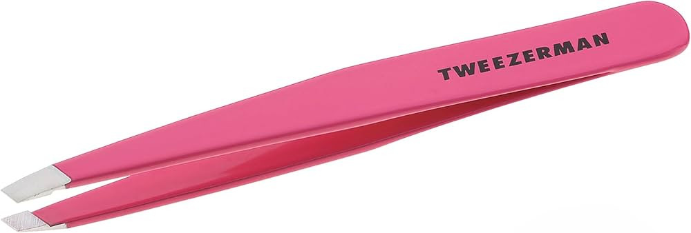 Tweezerman Stainless Steel Slant Tweezer - Eyebrow Tweezers for Women and Men (Neon Pink) | Amazon (US)