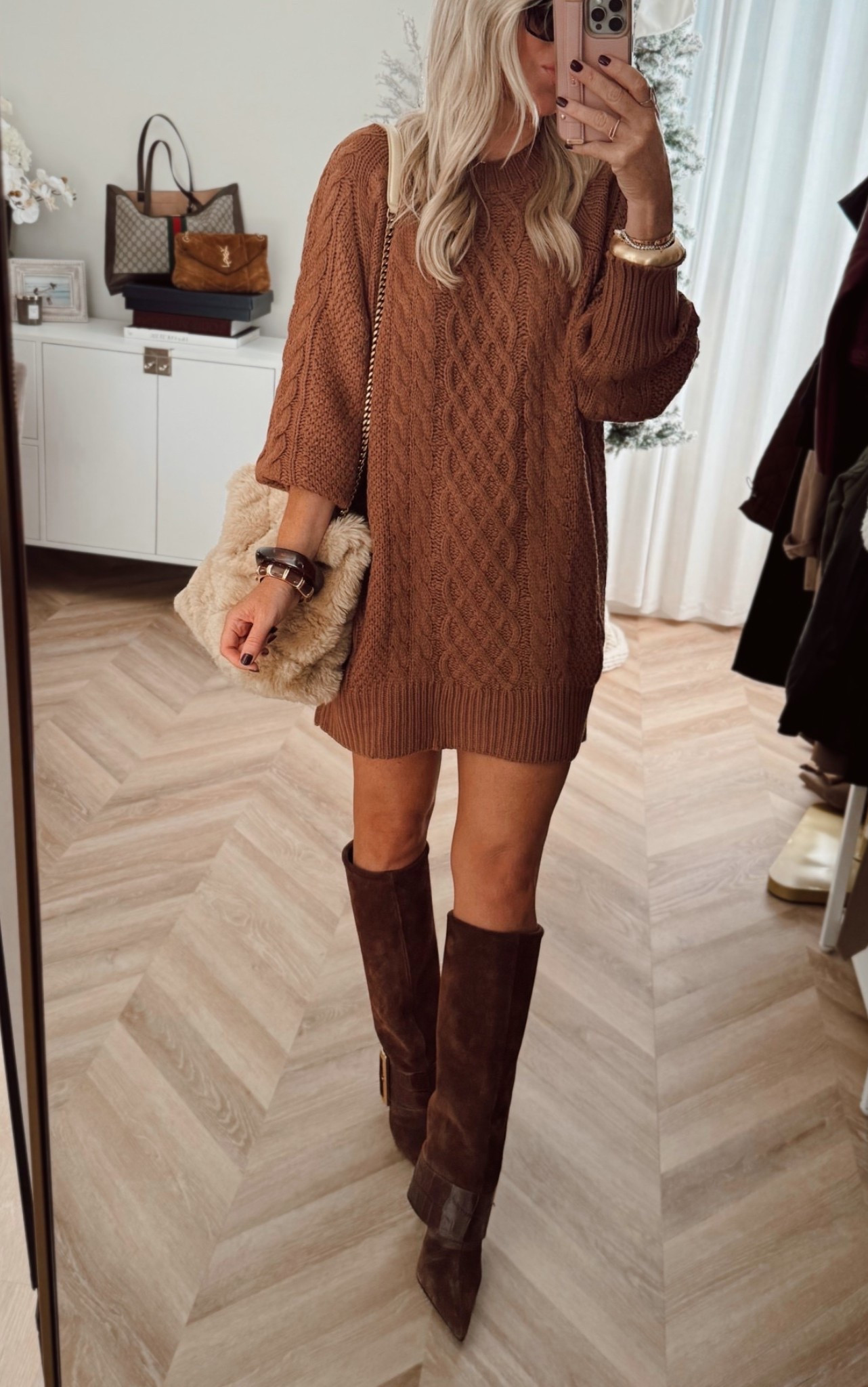 Love this sweater dress. Effortless, chic and every color you would need! 🍂🤎
I’m in med but think I need small.

Dress. Brown dress. Boots. Fall outfit. Fall

#LTKootd #LTKSaleAlert #LTKSeasonal
