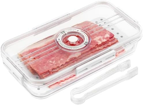 Tellshun Bacon Storage Container with Air-sealed Tight Lid for Fridge Bacon Holder Deli Meat Chee... | Amazon (US)