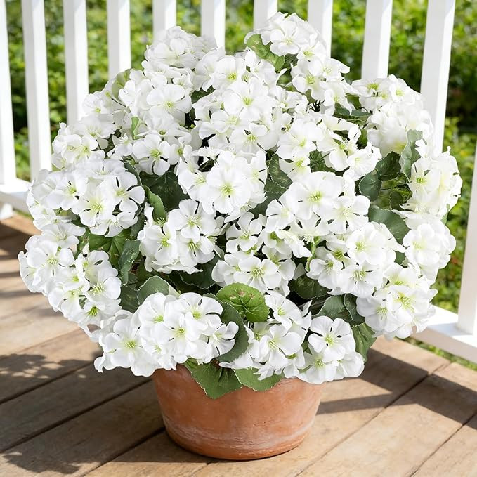 6 Bundles White Artificial Geranium Flowers for Outdoors Spring Decor Geraniums Silk Flowers UV R... | Amazon (US)
