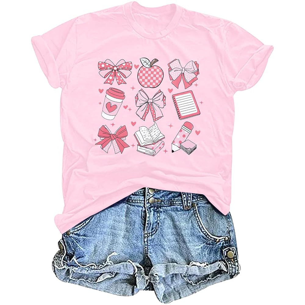 Coquette Bow Teacher Shirt Women Cute Back to School Teacher Life Shirts Funny Teachers Gift Blou... | Amazon (US)