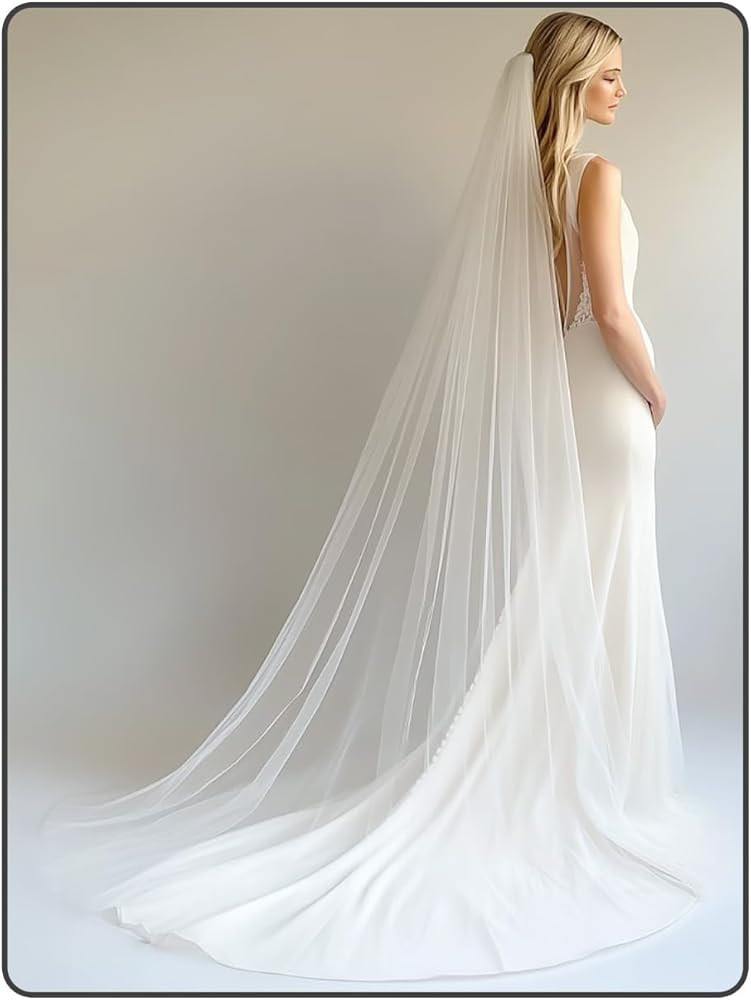 Foyte Cathedral Length Veil Bride Wedding Veils 1 Tier Bridal Long Tulle Chapel Veils for Women | Amazon (US)