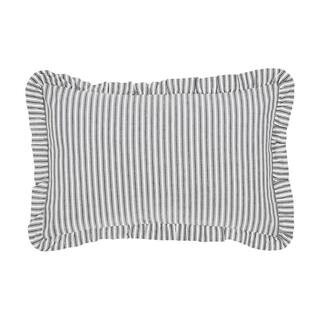 Sawyer Mill Black Farmhouse Ruffled Ticking Stripe 14 in. x 22 in. Throw Pillow | The Home Depot