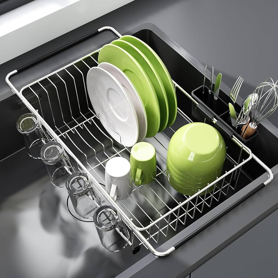 JASIWAY Dish Drying Rack in Sink, Dish Drainer with Cup and Utensil Holder | Amazon (US)