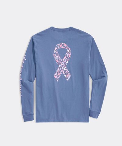 Men's Limited-Edition Breast Cancer Awareness Long-Sleeve Whale Ribbon Pocket Tee | vineyard vines