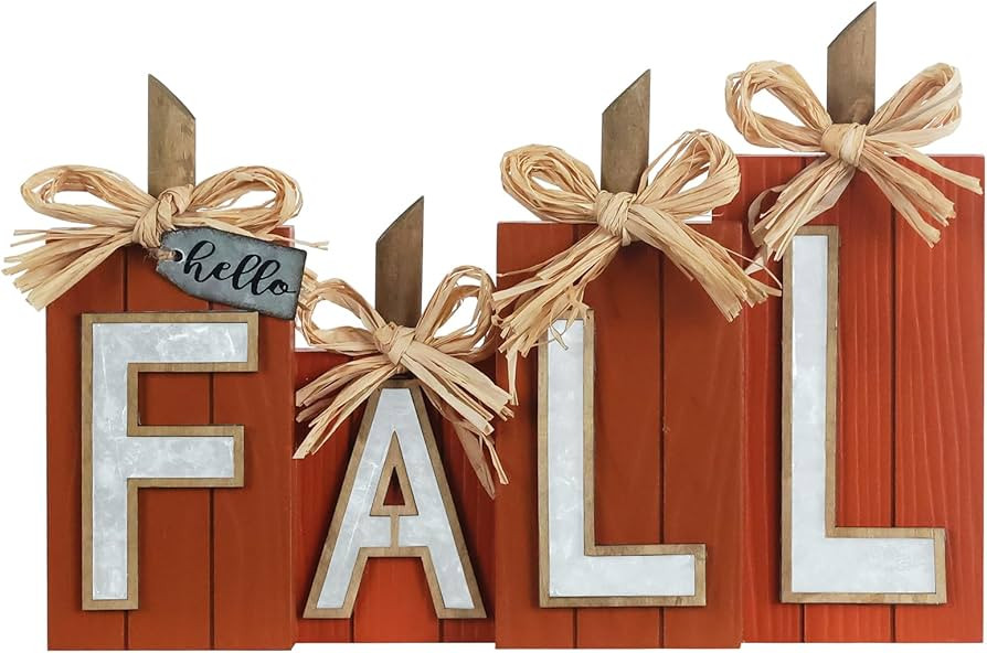 Fall Decorations for Home, DECSPAS Large Size Wooden Orange Pumpkin Fall Decor, Cuboid Pumpkin wi... | Amazon (US)