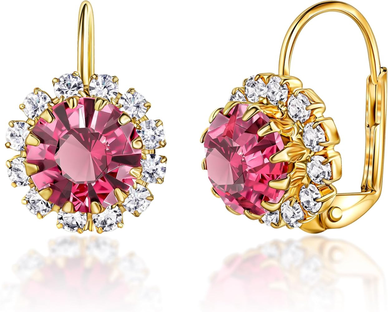 Brazel 18K Gold Plated Crystal Flower Earrings for Women | Amazon (US)