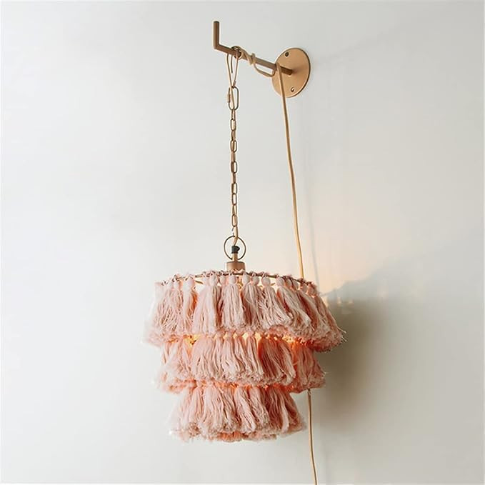 Nordic Style Layered Tassel Wall Sconce Lighting Modern 3 Layers Hand-Woven Cotton Rope Wall Lamp... | Amazon (US)