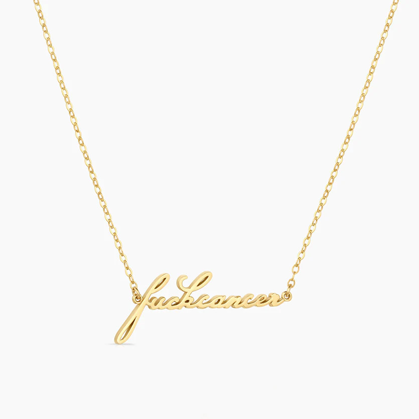 14k Fine Fuck Cancer Script Necklace | THATCH