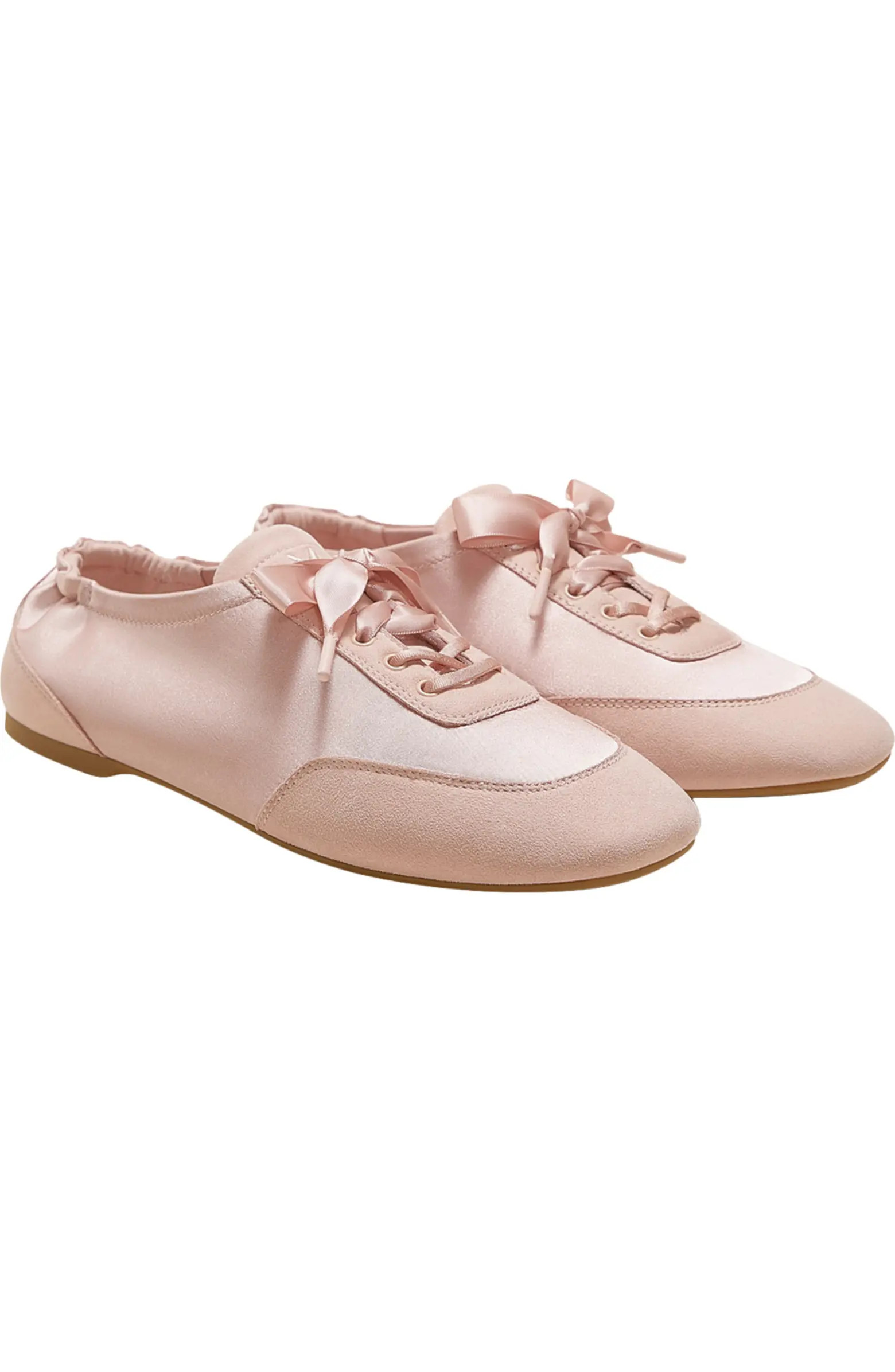Square-Toe Lace-Up Satin Sneakerina | Nordstrom
