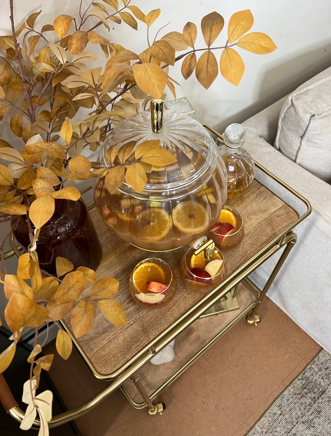 Pumpkin Fall dispenser and Bar Cart