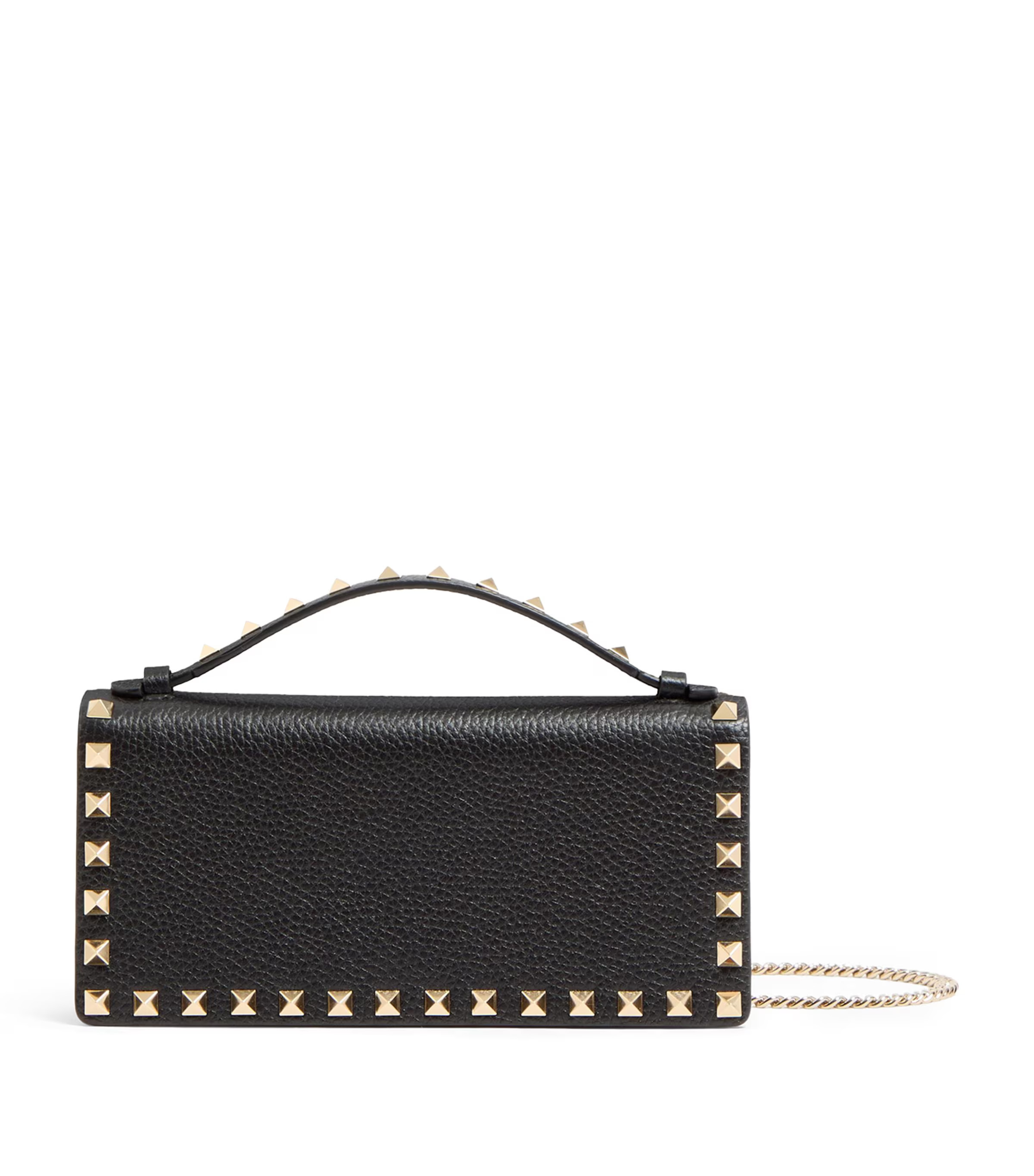 Valentino Garavani Leather Rockstud Top-Handle Wallet | Harrods (US)