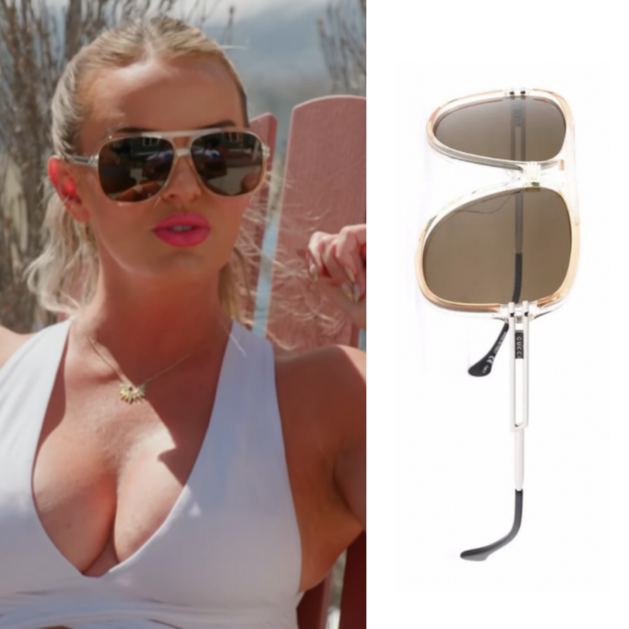 Whitney Rose’s Clear Plastic Pilot Sunglasses