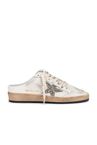 Golden Goose Ballstar Sabot Sneaker in White & Platinum from Revolve.com | Revolve Clothing (Global)