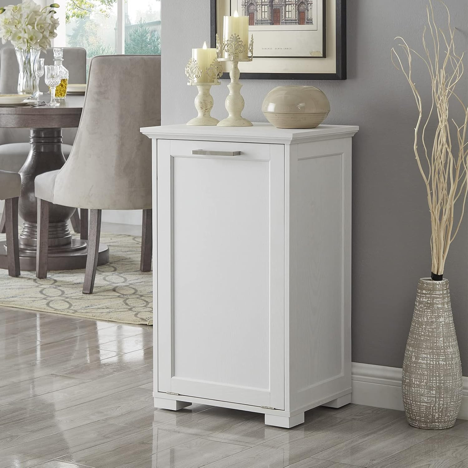 OLD CAPTAIN Tilt-Out Laundry Sorter Cabinet/Wooden Tilt Out Trash Cabinet, with Negative ion and deodorizing Function to Ensure The Cleanliness of The Kitchen Trash can(White) | Amazon (US)