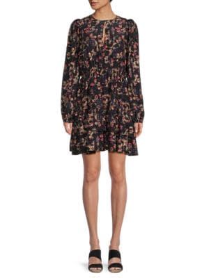 Preston Floral Keyhole Silk Dress | Saks Fifth Avenue OFF 5TH