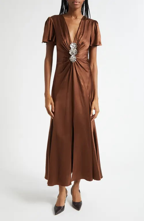 Cinq à Sept Kordyn Silk Maxi Dress in Dark Sepia at Nordstrom, Size 12 | Nordstrom