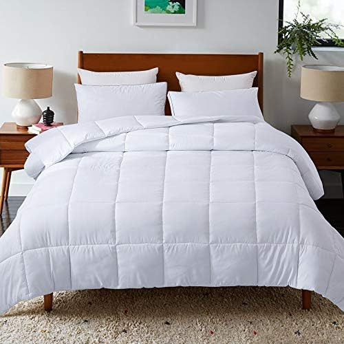 DOWNCOOL Down Alternative Quilted Comforter- White Lightweight Duvet Insert or Stand-Alone Comfor... | Amazon (US)