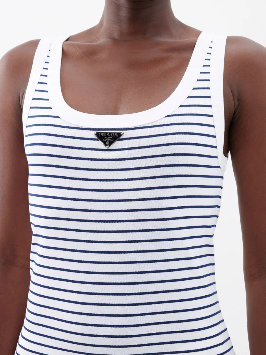 Logo-plaque striped cotton-jersey tank top | Matches (UK)