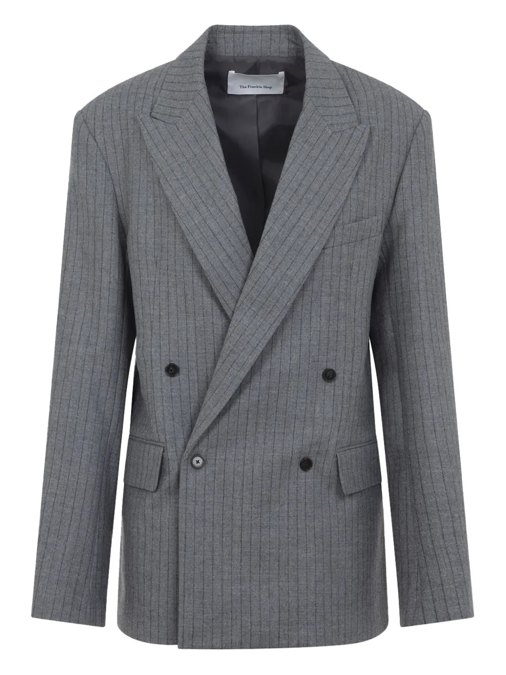 The Frankie Shop pinstripe double-breasted jacket - Grey | Farfetch Global