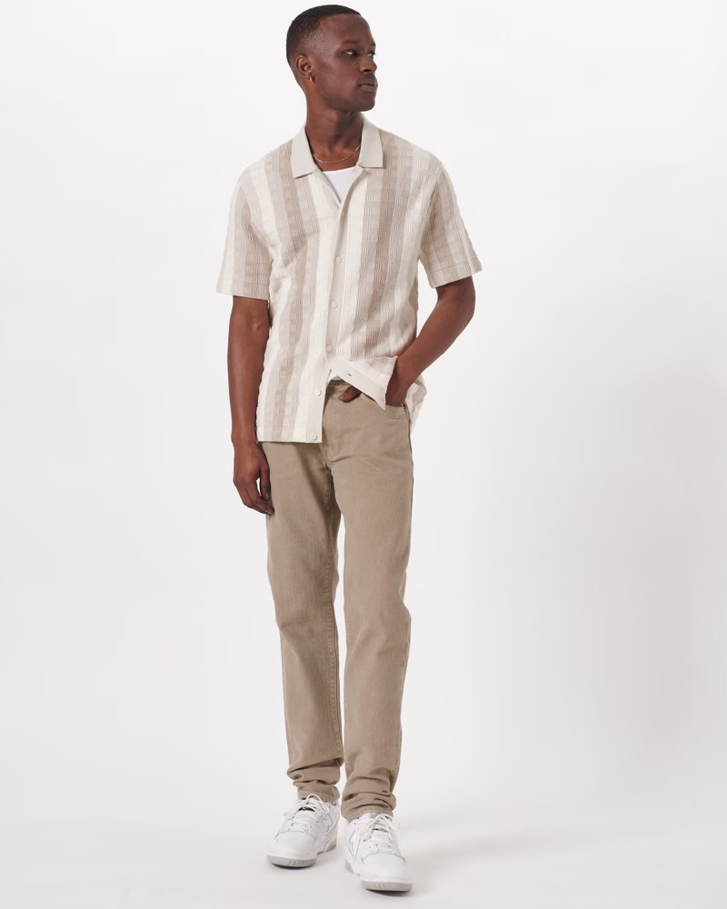 Striped Button-Through Sweater Polo | Abercrombie & Fitch (US)