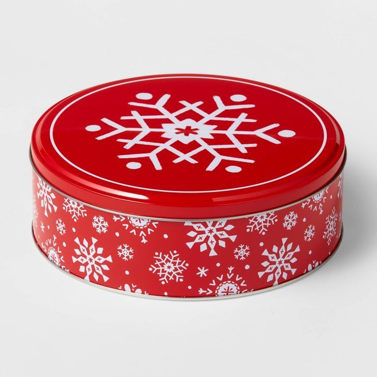 Round Snowflake Print Cookie Tin Red - Wondershop™ | Target