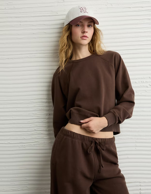 AE Cropped Raglan Sweatshirt | American Eagle Outfitters (US & CA)