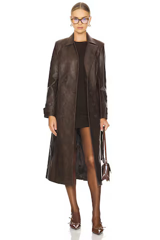 Bardot Faux Leather Trench Coat in Dark Chocolate from Revolve.com | Revolve Clothing (Global)