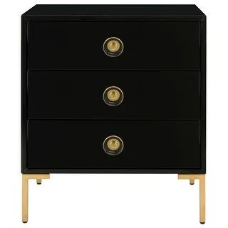 SAFAVIEH Couture Lucian 3-Drawer Side Table- Black / Brass - 24" W x 18" L x 28" H | Bed Bath & Beyond