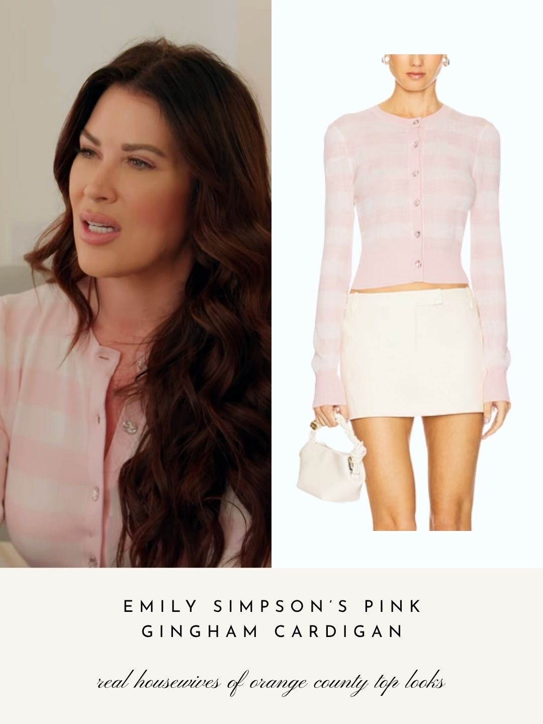 Emily Simpson’s Pink Gingham Cardigan