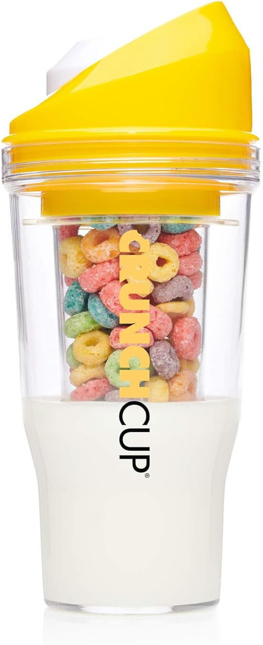 CRUNCHCUP XL Yellow - Portable Plastic Cereal Cups for Breakfast On the Go, To Go Cereal and Milk... | Amazon (US)
