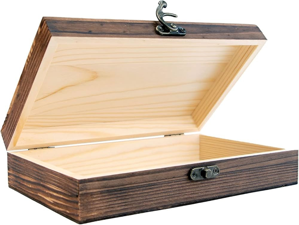 Unfinished Wooden Box with Hinged Lid, 7.8x5.1x1.96 Inches Wood Cigar Box Rectangle Keepsake Box ... | Amazon (US)