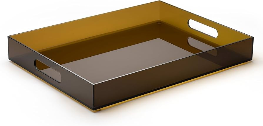 16"x12" Large Acrylic Serving Tray Decorative Ottoman Coffee Table Vanity Tray Tea Fruit Platter ... | Amazon (US)