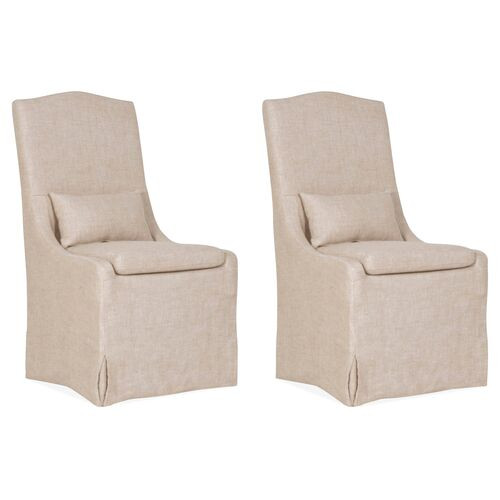 S/2 Adele Slipcover Dining Chairs, Bisque Linen | One Kings Lane
