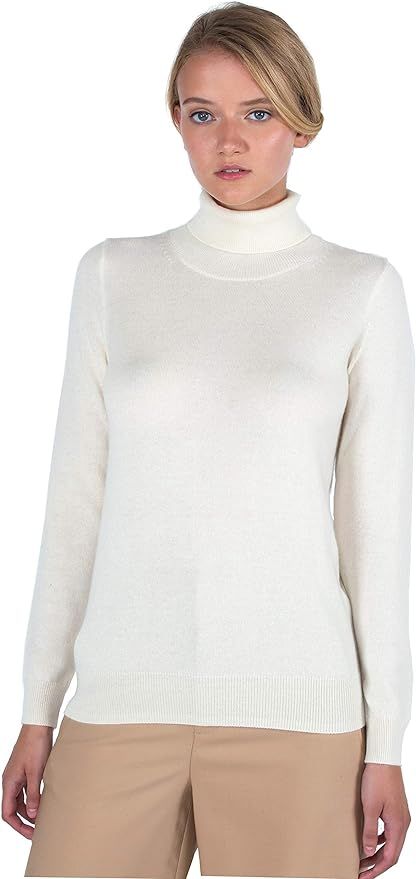 JENNIE LIU Women's 100% Pure Cashmere Long Sleeve Pullover Turtleneck Sweater | Amazon (US)