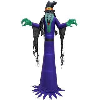 12 ft. Inflatable Halloween Witch, 4 White LED Lights- UL | The Home Depot