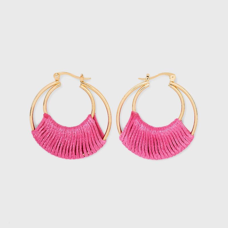Two Row Threaded Hoop Earrings - A New Day™ | Target