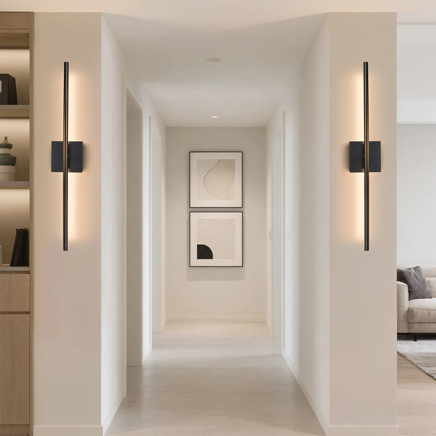 Rechargable Wall Sconce Set of Two, Modern Wireless Living Room Wall Decor Lights with Remote, 28... | Wayfair North America