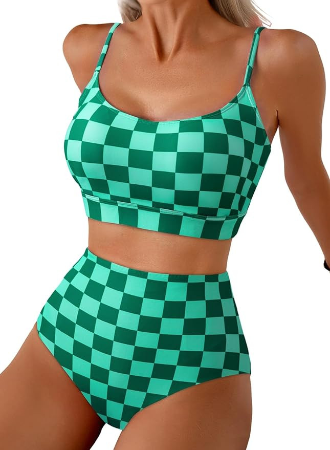 Amazon.com: Herseas Women's Two Piece Popular Swimsuits 2026 Swim Crop Spaghetti Strap Top High C... | Amazon (US)