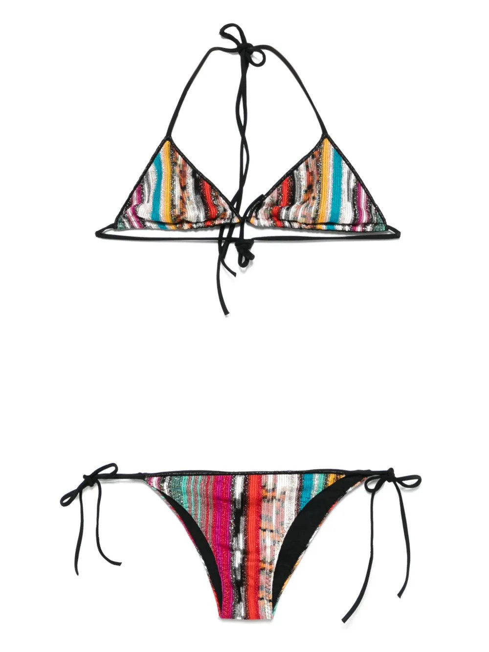Missoni - Conjunto de biquíni listrado - mulher - Viscose/fibras metalizadas/Poliamida/Elastano - 38 - Preto | Farfetch (BR)